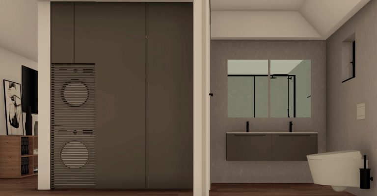 Prefab woning interieur badkamer 84m2